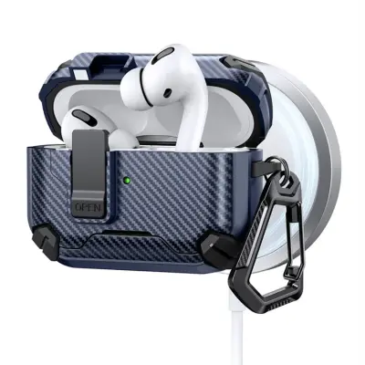 AirPods Pro 2 Mobilskal Magsafe Carbon Fiber (Mörkblå)
