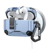 AirPods Pro 2 Skal Magsafe Carbon Fiber med Karbinhake - Blå