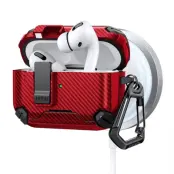 AirPods Pro 2 Skal Magsafe Carbon Fiber med Karbinhake - Röd