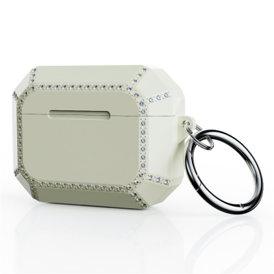 Airpods Pro 2 Skal Rhinestone Shockproof - Solid Vit