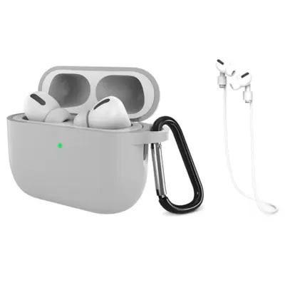 Airpods Pro 3 Mobilskal Silikon med Anti-förlorad Rem (Grå)