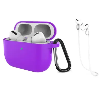 Airpods Pro 3 Mobilskal Silikon med Anti-förlorad Rem (Lila)