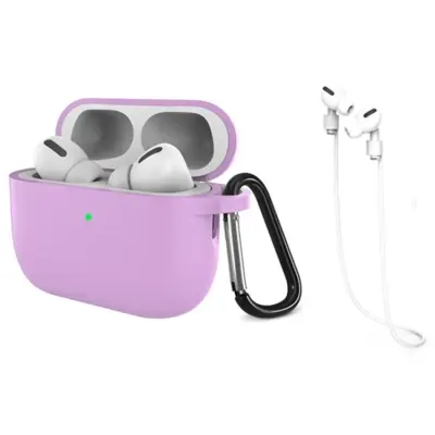 Airpods Pro 3 Mobilskal Silikon med Anti-förlorad Rem (Ljuslila)