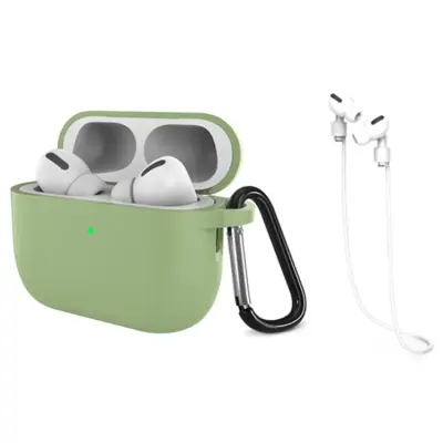 Airpods Pro 3 Mobilskal Silikon med Anti-förlorad Rem (Matchagrön)