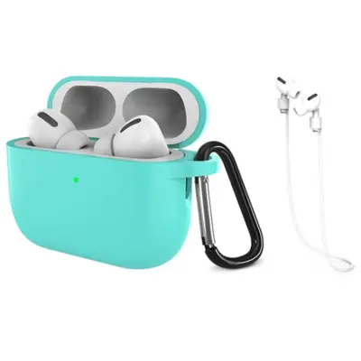 Airpods Pro 3 Mobilskal Silikon med Anti-förlorad Rem (Mintgrön)
