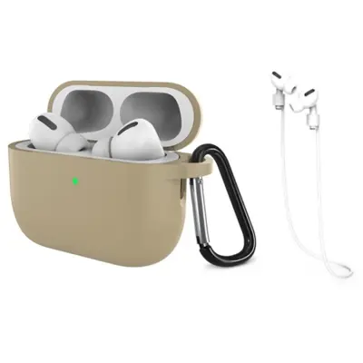 Airpods Pro 3 Mobilskal Silikon med Anti-förlorad Rem (Mjölkte)