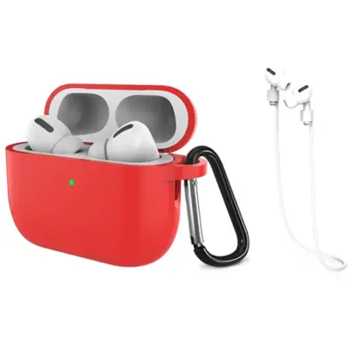 Airpods Pro 3 Mobilskal Silikon med Anti-förlorad Rem (Röd)