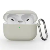Airpods Pro 3 Skal Silikon med Karbinhake - Antique Vit