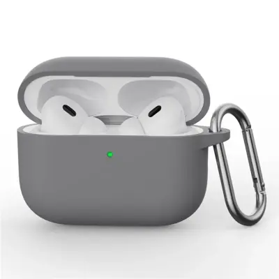 Airpods Pro 3 Skal Silikon med Karbinhake - Mörkgrå