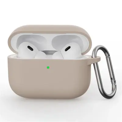 Airpods Pro 3 Skal Silikon med Karbinhake - Sand Rosa
