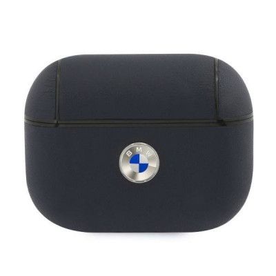 BMW Äkta Läder Silver Logo Skal AirPods Pro - Navy