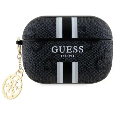 Guess AirPods Pro 2 Skal 4G Printed Stripes Charm - Svart