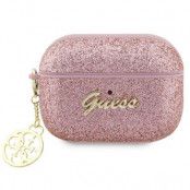 Guess Airpods Pro 2 Skal Glitter Flake 4G Charm - Rosa