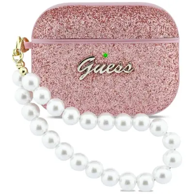 Guess AirPods Pro 3 Skal Glitter Pearl Strap (Rosa)