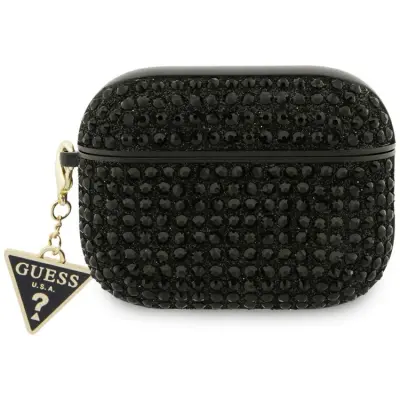 Guess AirPods Pro 3 Skal Rhinestone Triangle Charm - Svart