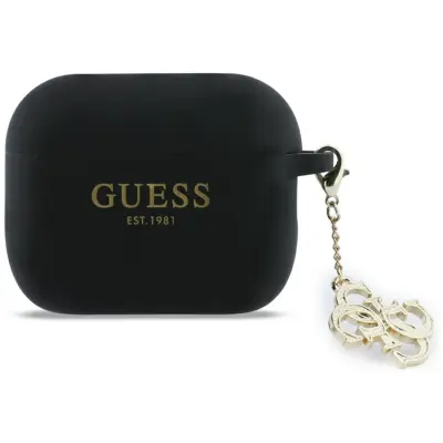 Guess AirPods Pro 3 Skal Silicone 4G Charm (Svart)