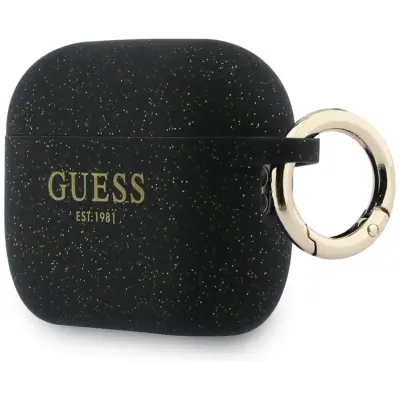 Guess AirPods Pro 3 Skal Silicone Glitter Ring (Svart)