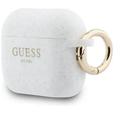 Guess AirPods Pro 3 Skal Silicone Glitter Ring (Vit)