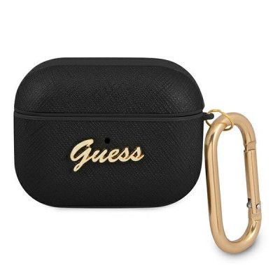 Guess Saffiano Script Metal Collection Skal AirPods Pro - Svart