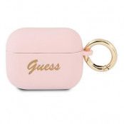 Guess Silicone Vintage Script Skal AirPods Pro - Rosa