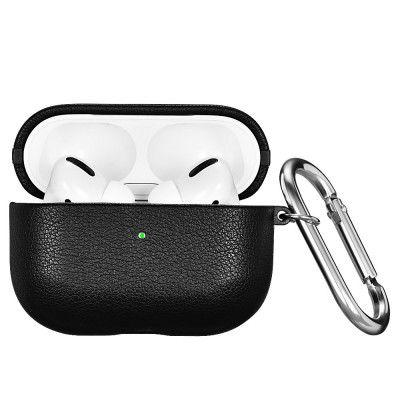 iCarer PU Microfiber Faux Läder Skal Airpods Pro - Svart