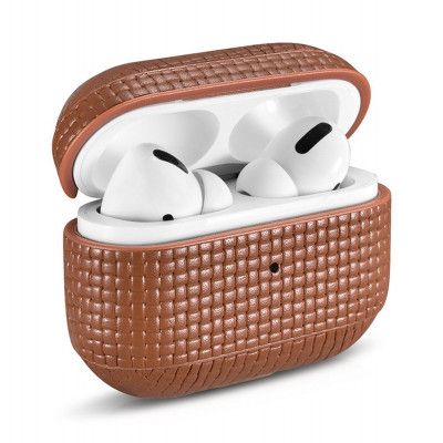 iCarer Woven Läder Skal Airpods Pro - Brun