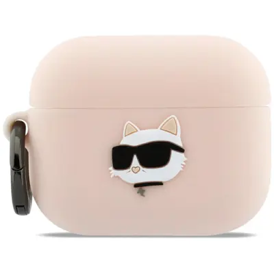 Karl Lagerfeld AirPods Pro 3 Skal Silikon Chaupette Head 3D (Rosa)
