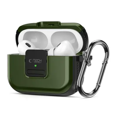 Tech-Protect Apple Airpods Pro 1/2 Skal Defender Hook - Olivgrön