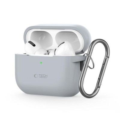 Tech-Protect Apple Airpods Pro 1/2 Skal Silikon Hook - Crayon Grå