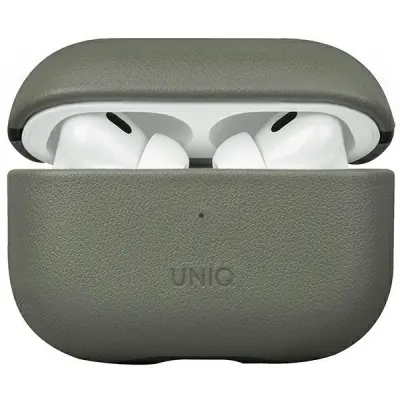 UNIQ AirPods Pro 2 Skal Äkta Läder Terra - lichen green