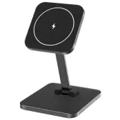 15W Magnetisk Trådlös Laddare för iPhone/AirPods - Svart