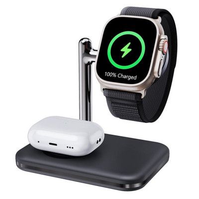 2-i-1 V8A Laddningsstation För Apple AirPods/Klocka - Svart
