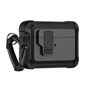Airpods 4 Skal Armor med Carabiner - Svart