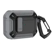 Airpods 4 Skal Carbon Armor med Karbinhake - Grå
