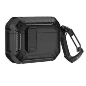 Airpods 4 Skal Carbon Armor med Karbinhake - Svart