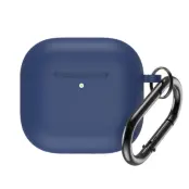 Airpods 4 Skal Silikon med Carabiner - Mörkblå