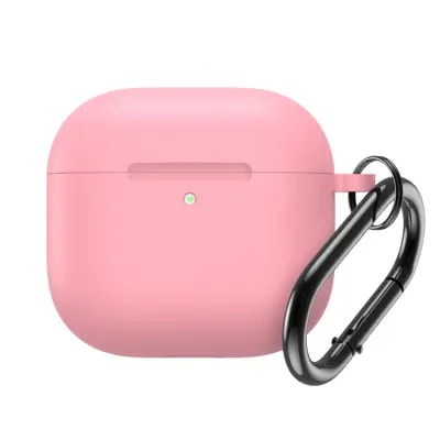 Airpods 4 Skal Silikon med Carabiner - Rosa