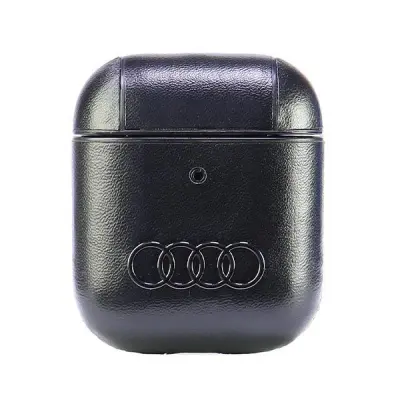 Audi AirPods 1/2 Skal Läder Big Logo - Svart