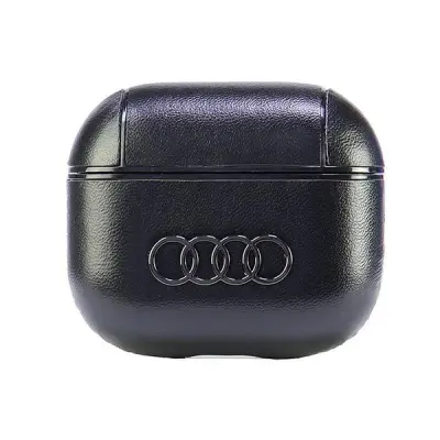 Audi AirPods 3 Skal Läder Big Logo - Svart