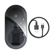 Baseus Qi 2in1 Trådlös Laddare 15W - Transparent