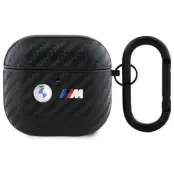 BMW AirPods 4 Skal Carbon Dubbel Metal logo - Svart