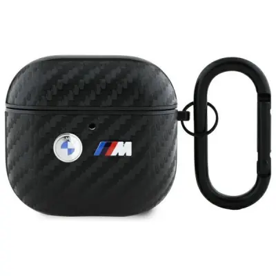BMW AirPods 4 Skal Carbon Dubbel Metal logo - Svart