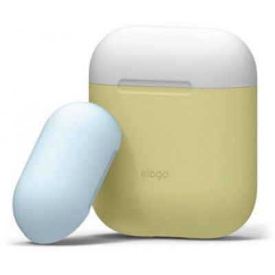 Elago AirPods Duo Silicone Case (AirPods 1/2) - Mörkrosa (turkos/gul)