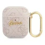 Guess AirPods 1/2 Skal Script Metal Collection - Rosa