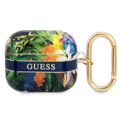 Guess AirPods 3 Skal Flower Strap - Blå