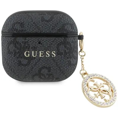 Guess AirPods 4 Skal 4G Strass Charm (Svart)