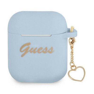 Guess Silicone Heart Charm Collection Skal Airpods - Blå