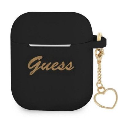 Guess Silicone Heart Charm Collection Skal Airpods - Svart