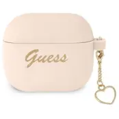 Guess Silicone Heart Charm Cover (AirPods 3) - Rosa