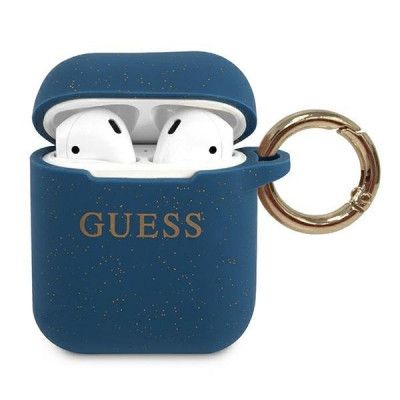 Guess Skal AirPods Silicone Glitter - Blå